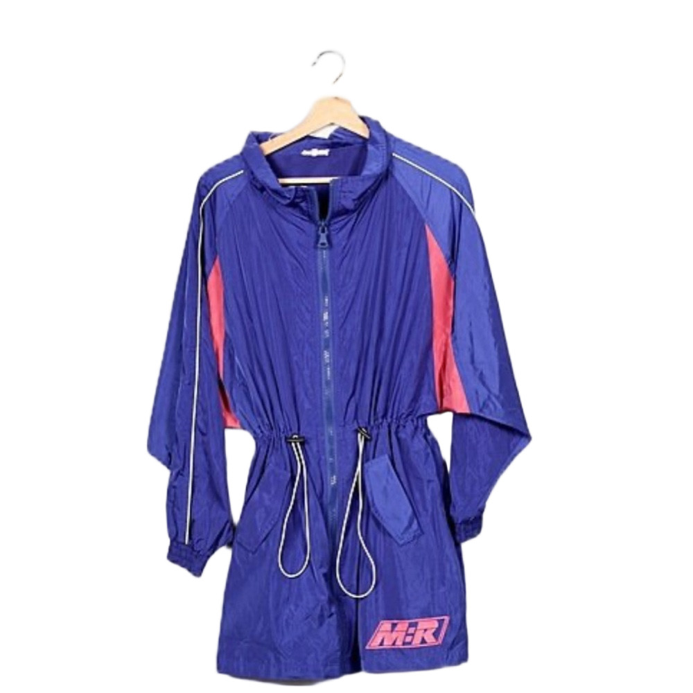 🍒Mistress Rocks Stylish Blue marine  and Pink Jacket raincoat size S GUC..